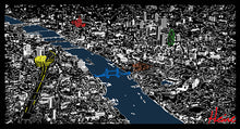 Cargar imagen en el visor de la galería, Cuadro o Ilustración de Londres impresa sobre lienzo canvas y con posiblilidad de diferentes acabados. personaliza tu combinación preferida y elige el tamaño más adecuado para tí.  Para otras medidas puedes contactar con nosotros a través de nuestra tienda   www.lailustrativa.com en su enlace Contáctanos
