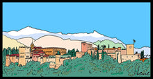 Cargar imagen en el visor de la galería, ANDALUCÍA - GRANADA - ALHAMBRA - DIURNO. DIVERTIDA Y ALEGRE ILUSTRACIÓN A TODO COLOR Y DETALLE, IMPRESA SOBRE LIENZO CANVAS, OPCIÓN DE DIFERENTES TAMAÑOS Y ACABADOS, SOBRE TABLERO DM O BASTIDOR DE MADERA.           COMBÍNALAS COMO DESEES
