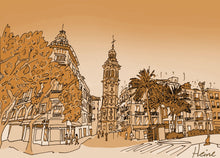 Load image into Gallery viewer, VALENCIA - SANTA CATALINA Y LA PLAZA DE LA REINA - COLOR - LA ILUSTRATIVA 
