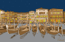 Cargar imagen en el visor de la galería, VENECIA - GÓNDOLAS NOCTURNO - LA ILUSTRATIVA 
